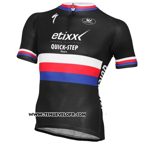 2015 Maillot Ciclismo UCI Mondo Champion Lider Quick Step Noir Manches Courtes et Cuissard